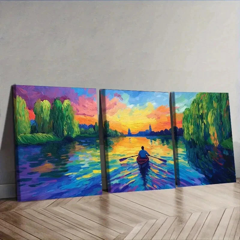 3pcs Abandoned Lake, Wall Art Set Canvas Framed 40x60cm - High Quality Print 100% Australian Made Wall Canvas Ready to Hang
