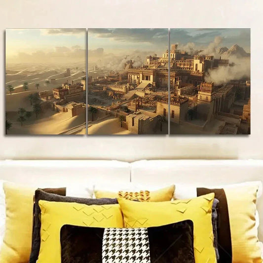 3pcs Featuring a Photograph of an Ancient City Wall Art Set Canvas Framed 40x60cm - High Quality Print 100% Australian Made Wall Canvas Ready to Hang