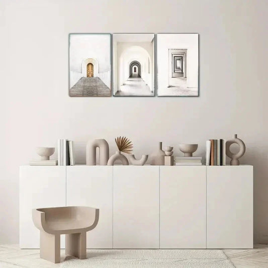 3pcs Touch of Sophistication Geometric Pattern Metal Print Ready to Hang Art