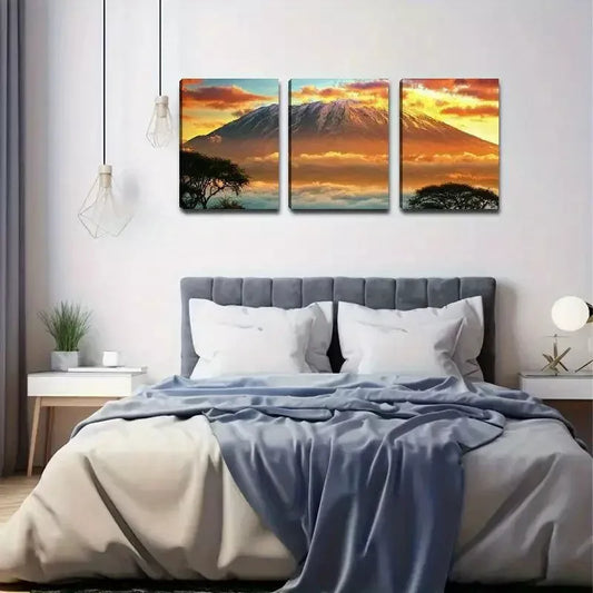 3pcs Sunset & Mountain View Canvas Framed 40x60cm - High Quality Print 100% Australian Made Wall Canvas Ready to Hang