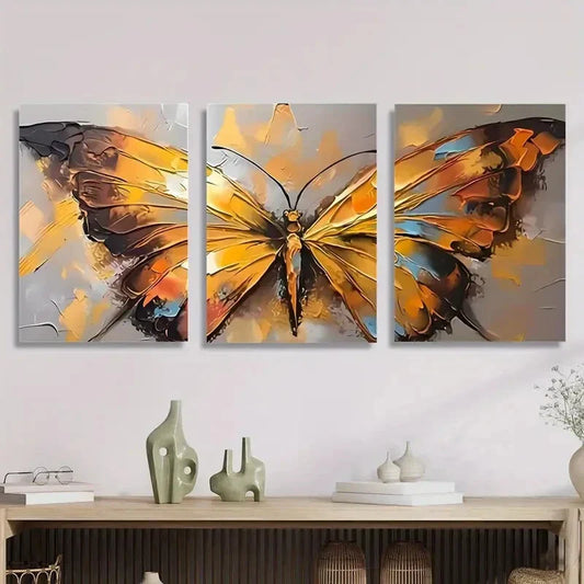 3pcs insect paintings, gorgeous butterflies, Metal Print Ready to Hang Art