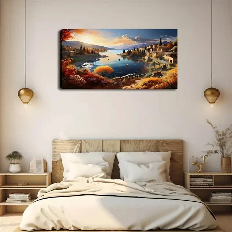 Vast Estate Landscape Wall Art Canvas Office Home Room Framed 80x45cm