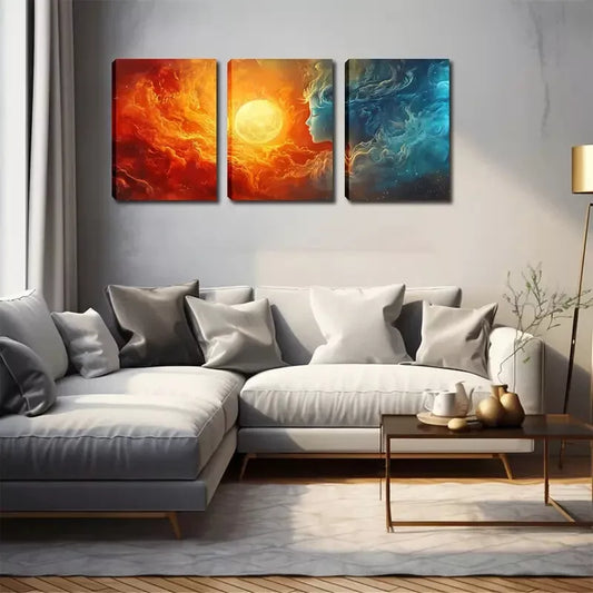 3pcs God Of The Sun And Moon Wall Art Set Canvas Framed 40x60cm - High Quality Print 100% Australian Made Wall Canvas Ready to Hang