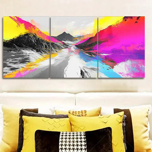 3pcs Rivers of rainbow colors Wall Art Set Canvas Framed 40x60cm - High Quality Print 100% Australian Made Wall Canvas Ready to Hang