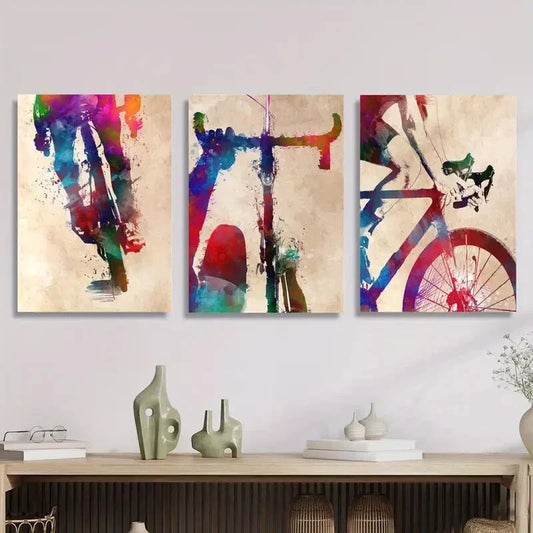 3pcs Cyclist enthusiasts, cycling sports posters, Metal Print Ready to Hang Art