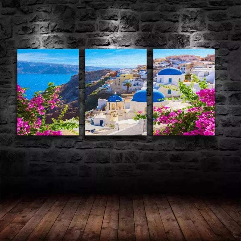3pcs Island burner City Of Oia On Island Santorini Greece Canvas Framed 40x60cm - High Quality Print 100% Australian Made Wall Canvas Ready to Hang