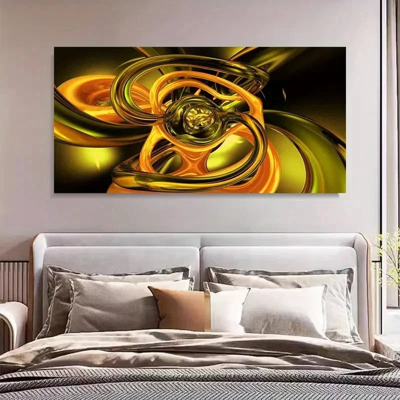 Vibrant Yellow & Green Wall Art Canvas Office Home Room Framed 120x60cm