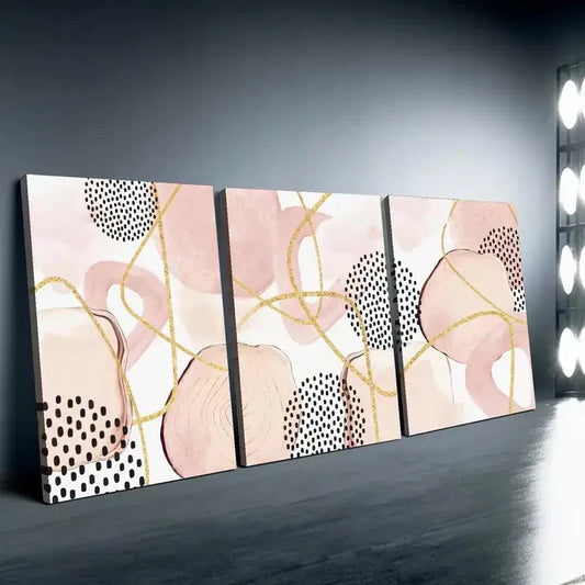3pcs Pink Abstract Geometric Art Canvas Framed 40x60cm - High Quality Print 100% Australian Made Wall Canvas Ready to Hang