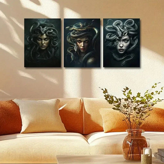 3pcs Snake girl Design Metal Print Ready to Hang Art