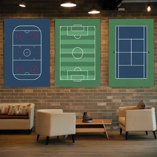 3pcs Sports Venue Posters Sports Art Decor Metal Print Ready to Hang Art