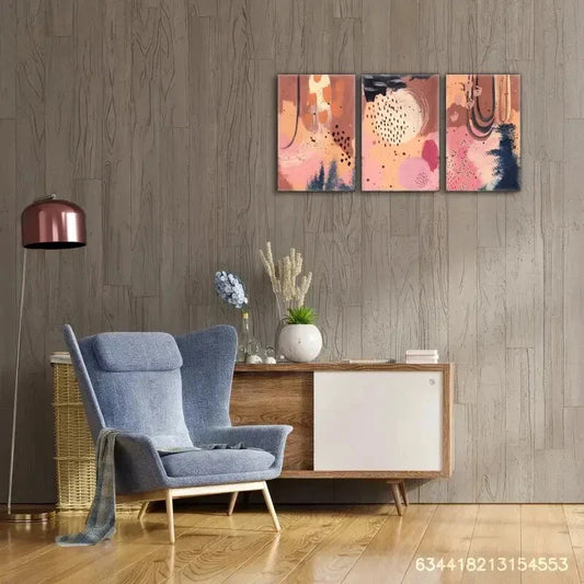 3pcs Modern Abstract Art Minimalist Style Metal Print Ready to Hang Art