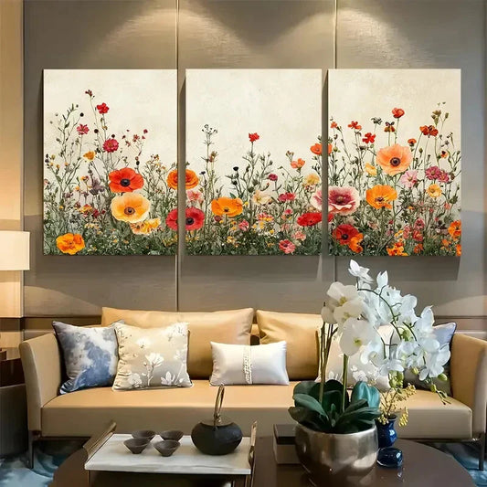 3pcs Wildflower Botanical Minimalist Metal Print Ready to Hang Art