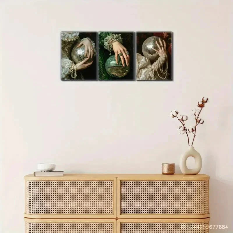 3pcs Disco Ball and Classical Characters Poster Metal Print Ready to Hang Art