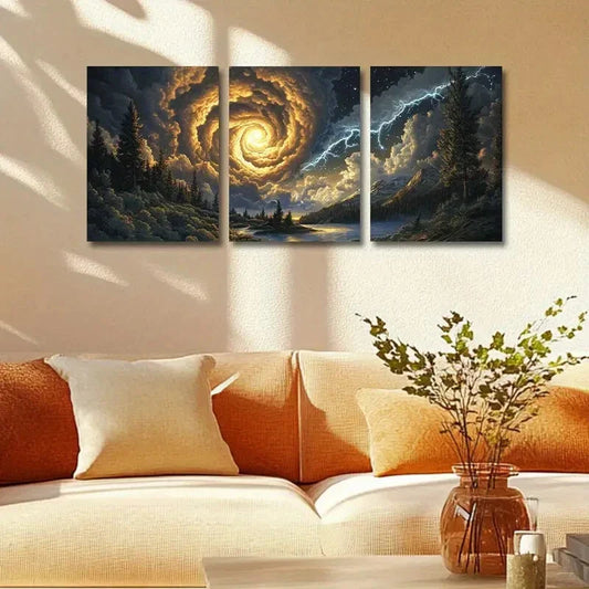 3pcs Giant Vortex Tornado Design Metal Print Ready to Hang Art