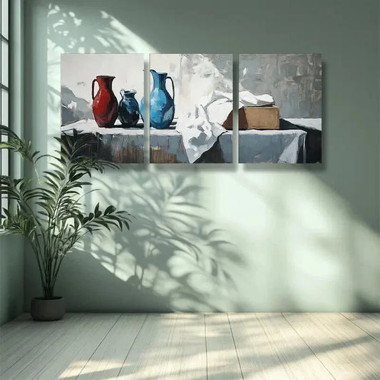 3pcs Pot and kettle Art Painting Metal Print Ready to Hang Art
