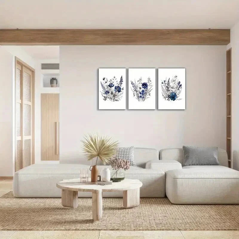 3pcs Space Lavender Dried Flower Art Print Metal Print Ready to Hang Art