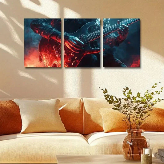 3pcs Guitarist Design Metal Print Ready to Hang Art