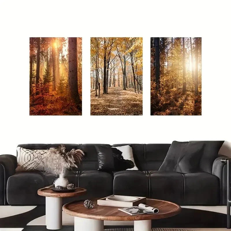 3pcs Forest Trees Atmosphere Metal Print Ready to Hang Art