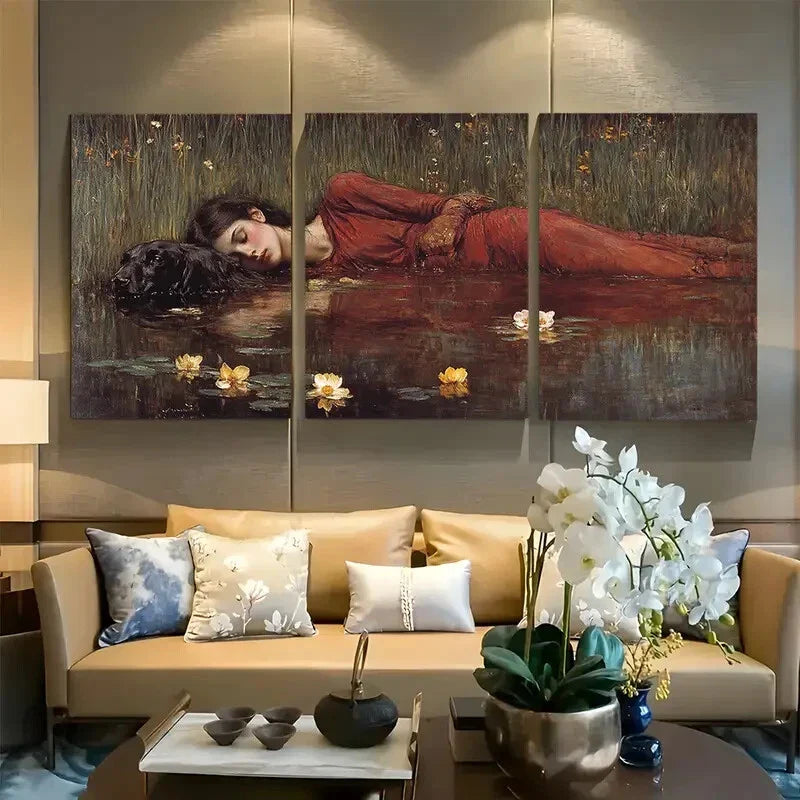 3pcs Echo and Narcissus Painting John William Metal Print Ready to Hang Art
