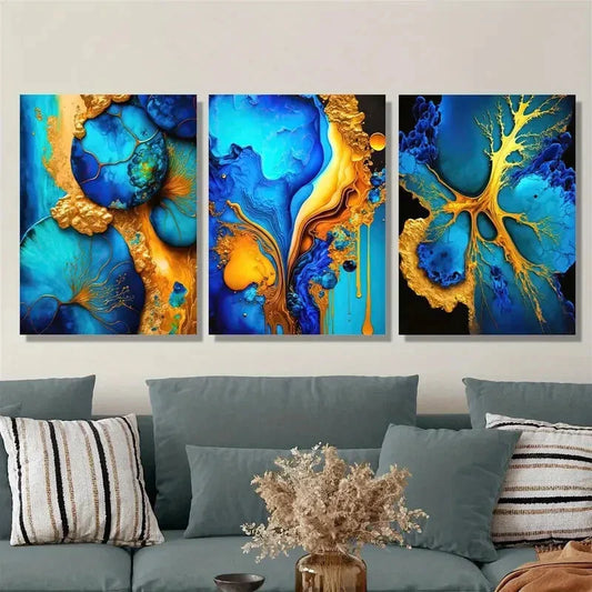 3pcs abstract color decorative painting, Metal Print Ready to Hang Art