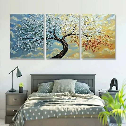 3pcs Abstract Floral Canvas Wall Art Painting Metal Print Ready to Hang Art