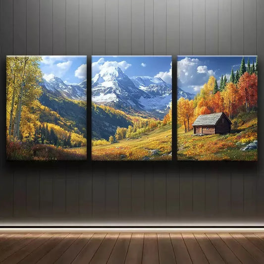 3pcs Autumn Mountain Scene Canvas Framed 40x60cm - High Quality Print 100% Australian Made Wall Canvas Ready to Hang