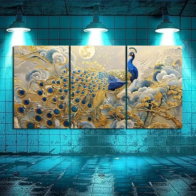 3pcs Peacock Oil Painting Canvas Framed 40x60cm - High Quality Print 100% Australian Made Wall Canvas Ready to Hang