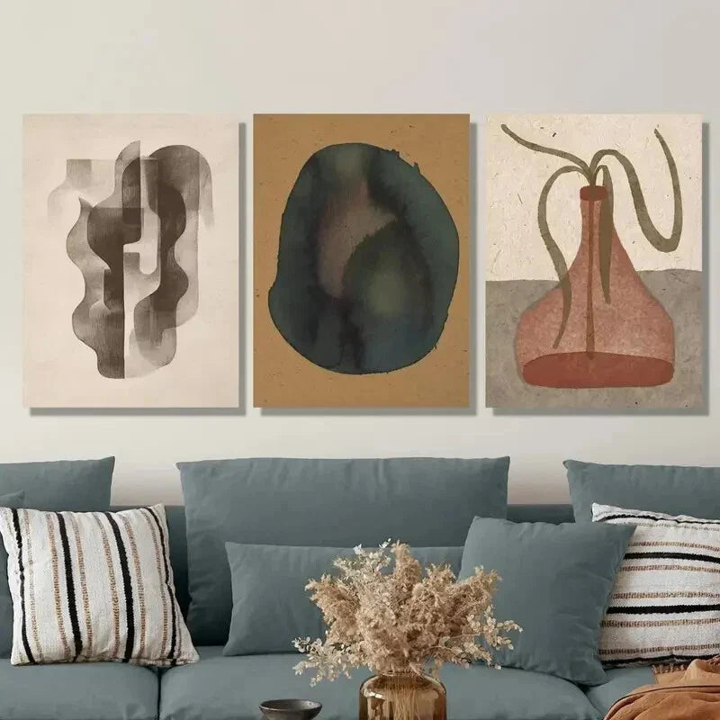 3pcs Featuring Minimalist And Bohemian Designs, Metal Print Ready to Hang Art
