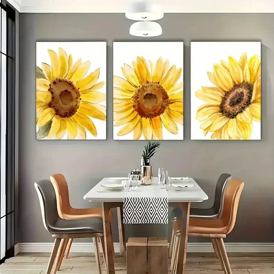 3pcs Sunflower Poster Botanical Art Posters Metal Print Ready to Hang Art