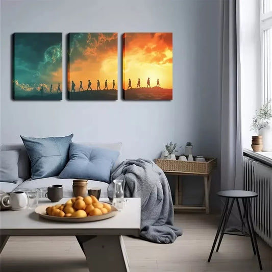 3pcs Human, Walking Human, Fine Wall Art Set Canvas Framed 40x60cm - High Quality Print 100% Australian Made Wall Canvas Ready to Hang
