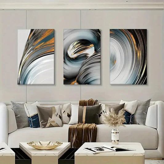 3pcs modern art, stylish line painting Metal Print Ready to Hang Art