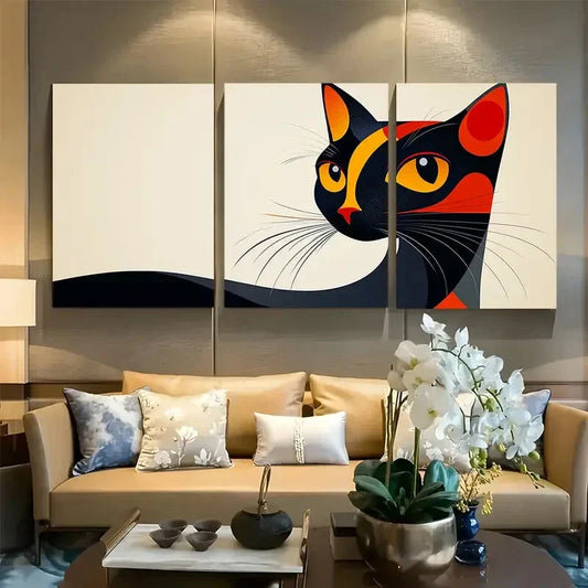 3pcs Abstract Cat Decor Matisse Inspired Metal Print Ready to Hang Art