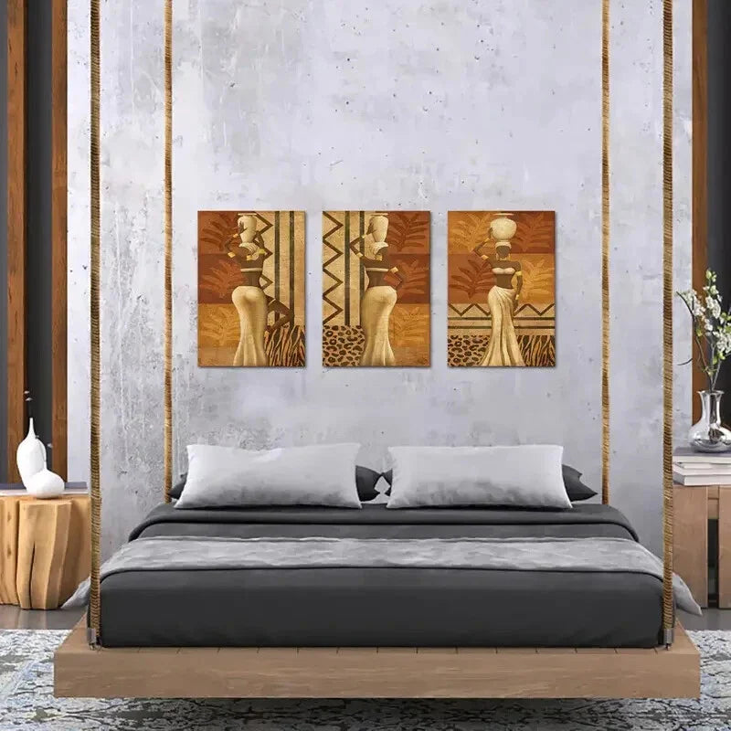 3pcs Ethnic Ancient Dance Painting Pictures Painting Metal Print Ready to Hang Art