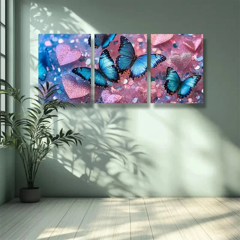 3pcs Splendid butterfly. Painting Wall Art Set Canvas Framed 40x60cm -High Quality Print 100% Australian Made Wall Canvas Ready to Hang