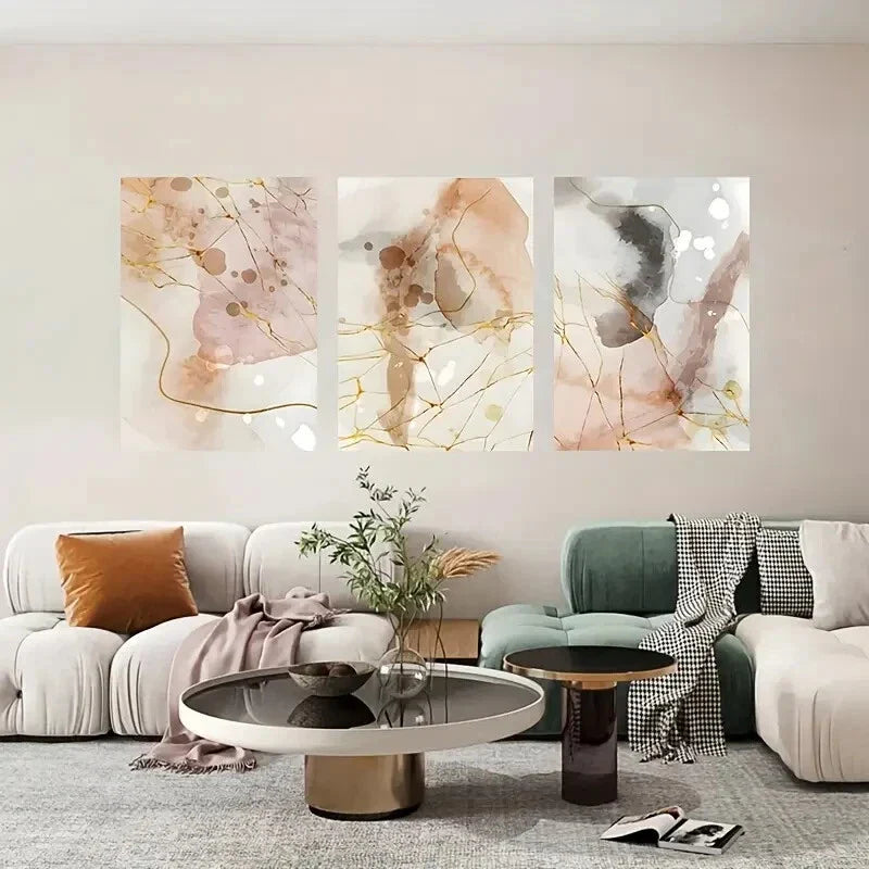 3pcs Abstract Splatter Metal Print Ready to Hang Art