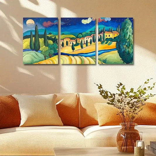 3pcs Tuscan landscape Design Metal Print Ready to Hang Art