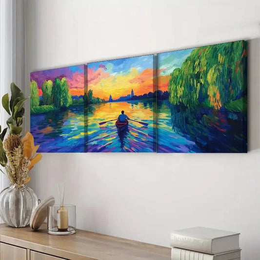 3pcs Abandoned Lake, Wall Art Set Canvas Framed 40x60cm - High Quality Print 100% Australian Made Wall Canvas Ready to Hang