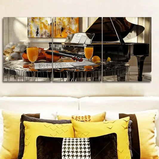 3pcs Piano and violin match Wall Art Set Canvas Framed 40x60cm - High Quality Print 100% Australian Made Wall Canvas Ready to Hang