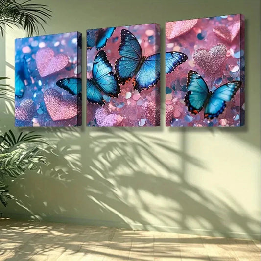 3pcs Splendid butterfly. Painting Wall Art Set Canvas Framed 40x60cm -High Quality Print 100% Australian Made Wall Canvas Ready to Hang