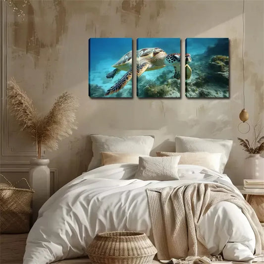 3pcs Magical Creatures, Turtles, Hot Items Wall Art Set Canvas Framed 40x60cm - High Quality Print 100% Australian Made Wall Canvas Ready to Hang