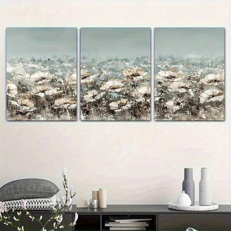 3pcs floral landscape painting Metal Print Ready to Hang Art