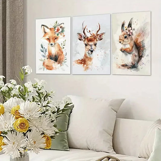 3pcs Farmhouse Animal Nursery Canvas Framed 40x60cm - High Quality Print 100% Australian Made Wall Canvas Ready to Hang