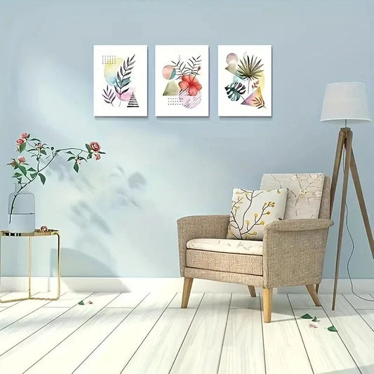 3pcs Kitchen Abstract Watercolor Paintings Metal Print Ready to Hang Art