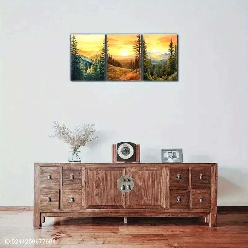3pcs Sunset Sunrise Landscape Art Poster Metal Print Ready to Hang Art