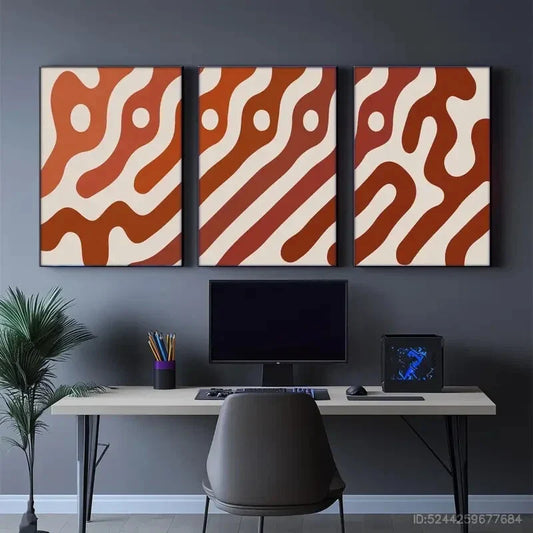 3pcs Abstract Style Print Modern Minimalist Metal Print Ready to Hang Art