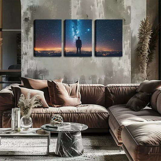 3pcs Man And for Galaxy Wall Art Set Canvas Framed 40x60cm - High Quality Print 100% Australian Made Wall Canvas Ready to Hang