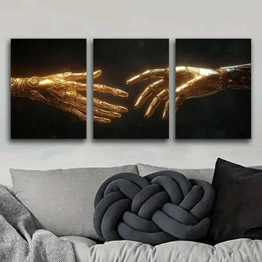 3pcs Mechanical Hand Classic Modern Metal Print Ready to Hang Art