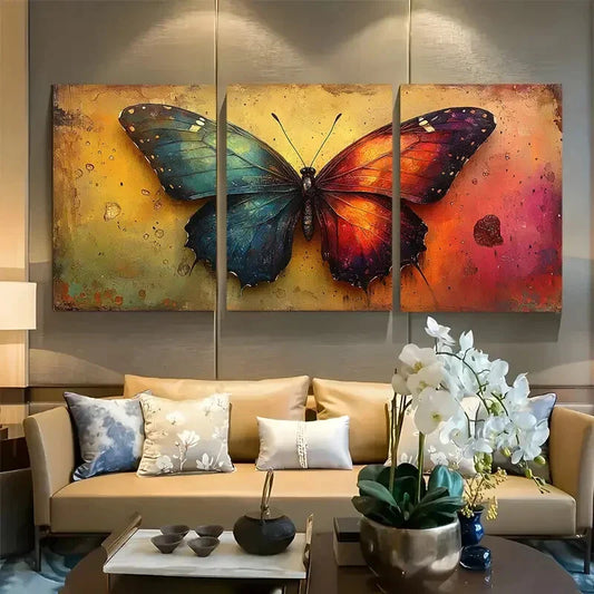 3pcs Magical Rainbow Butterfly Metal Print Ready to Hang Art