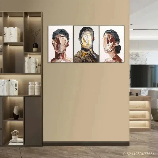 3pcs Feast Abstract Portrait Poster African Metal Print Ready to Hang Art