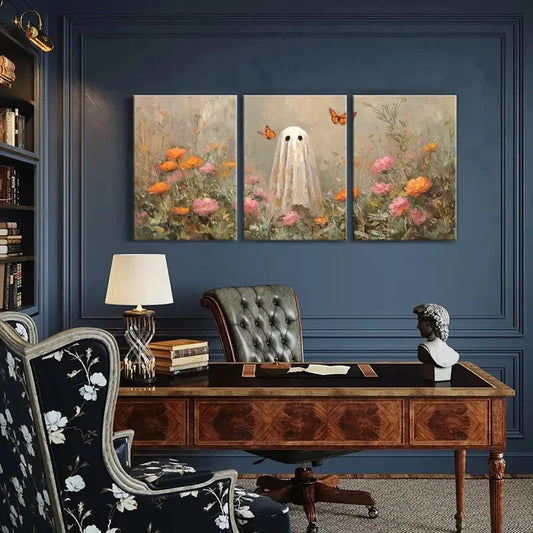 3pcs Artistic Figure Floral Surroundings Metal Print Ready to Hang Art